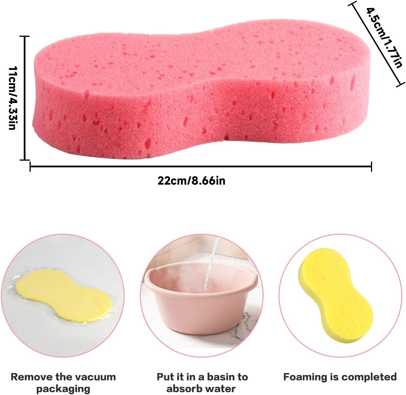 6 sztuk dużych gąbek samochodowych, do użytku na zewnątrz, do samochodu, do mycia samochodu, duża gąbka do czyszczenia, super chłonna, 22 x 11 x 4,5 cm