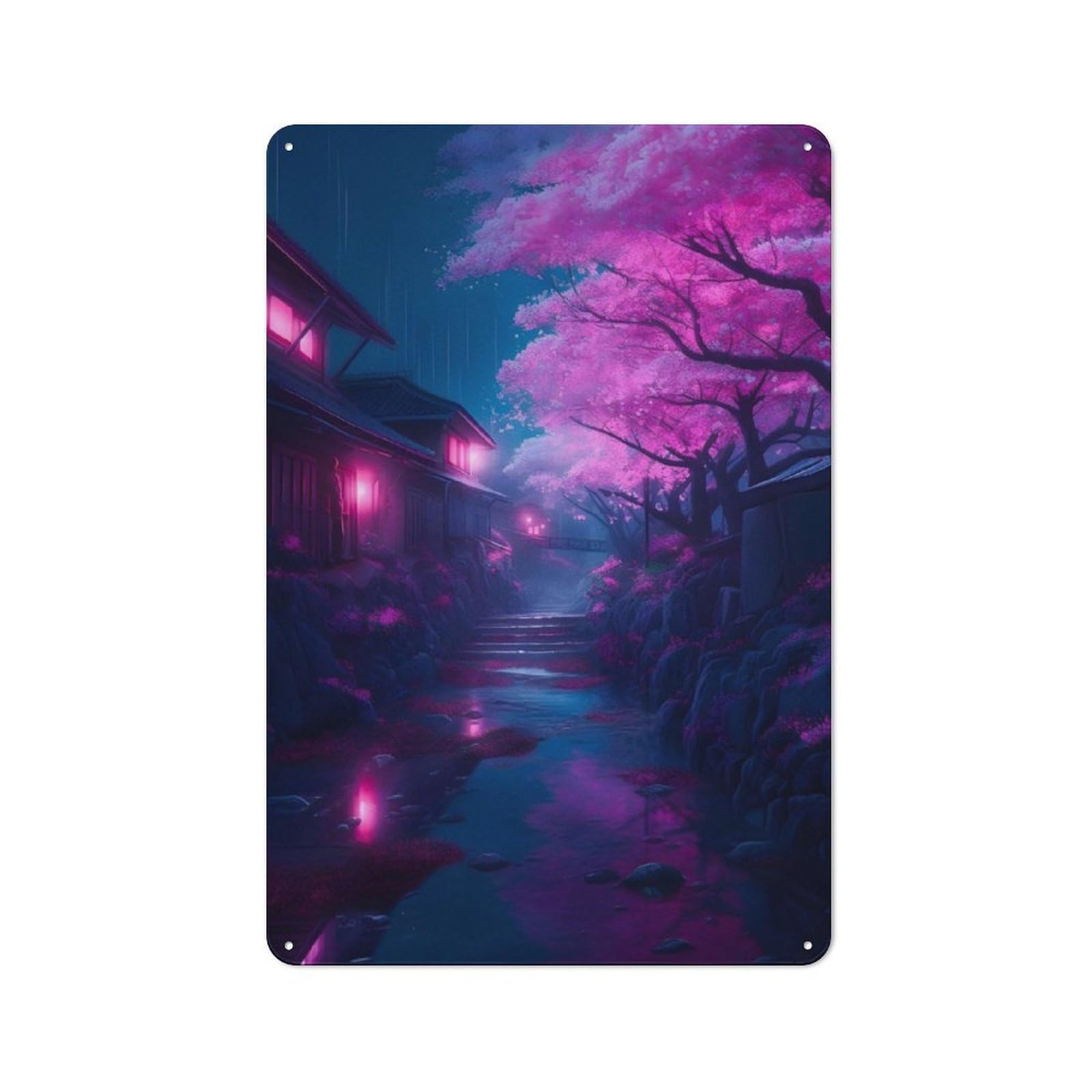 Junmoney Fantasy Nature Japan 07 Vintage Tin Wall Plaque 30X20cm For Café Or Restaurant, A Decorative Christmas Gift For Café Owners And Decorators