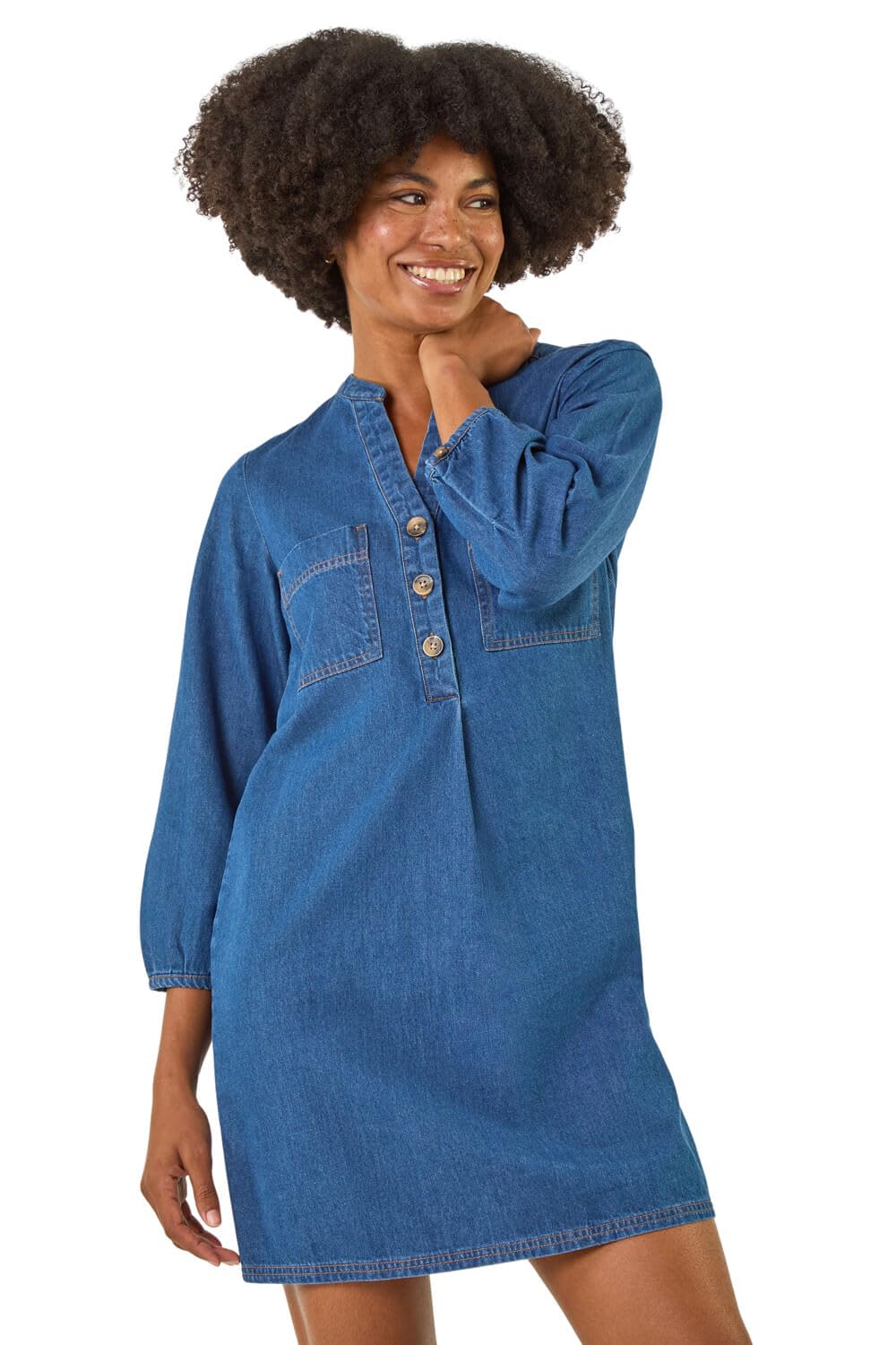 Roman - Women's - Denim Shift Dress - Size 16 - Mid Blue