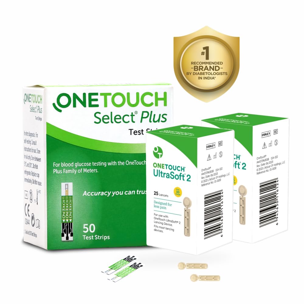 Onetouch Select Plus Test Strips | Pack Of 50 Strips With 50 Onetouch Ultrasoft 2 Lancets | Blood Sugar Test Machine Testing Strips | For Use With Onetouch Select Plus Simple Glucometer. (B09N41C631) Amazon Price History, Amazon Price Tracker