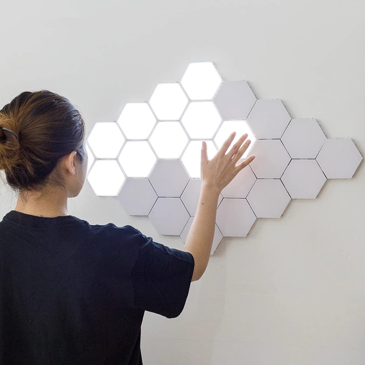 U HOOME Creative Hexagonal Wall Lights ,Honeycomb Light ,Wall Lights Touch Lamps, DIY Creative Geometry Led Lights for Bar Decoration,Gifts (6pcs)