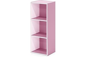 Furinno 3-Tier White and Pink Kid Bookcase