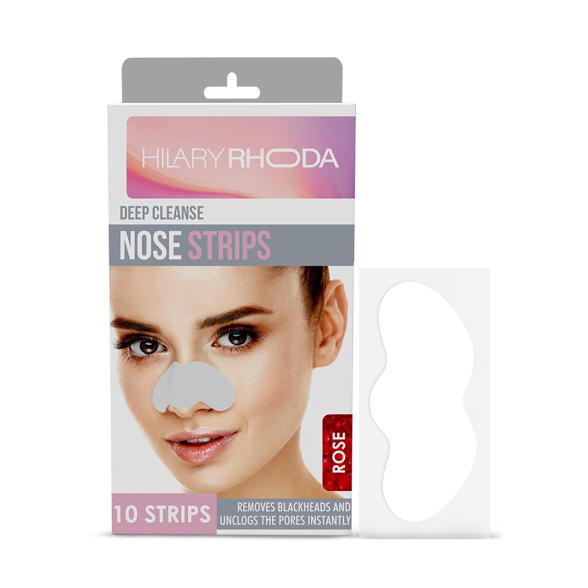 Hilary Rhoda Rose Nose Strips Pack of 10 Strips for Blackhead & Whitehead Remover | Deep Cleansing Pore Strips for Nose | Oil Control Formula