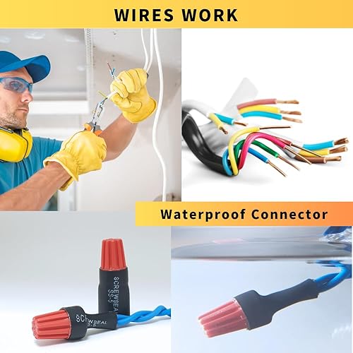 Miniatura 5 de Conector de cable impermeable SS4 amarillo 20pcs AWG 18-10, el conector de alambre de la tubería del silicio se aplica en dondequiera que exista