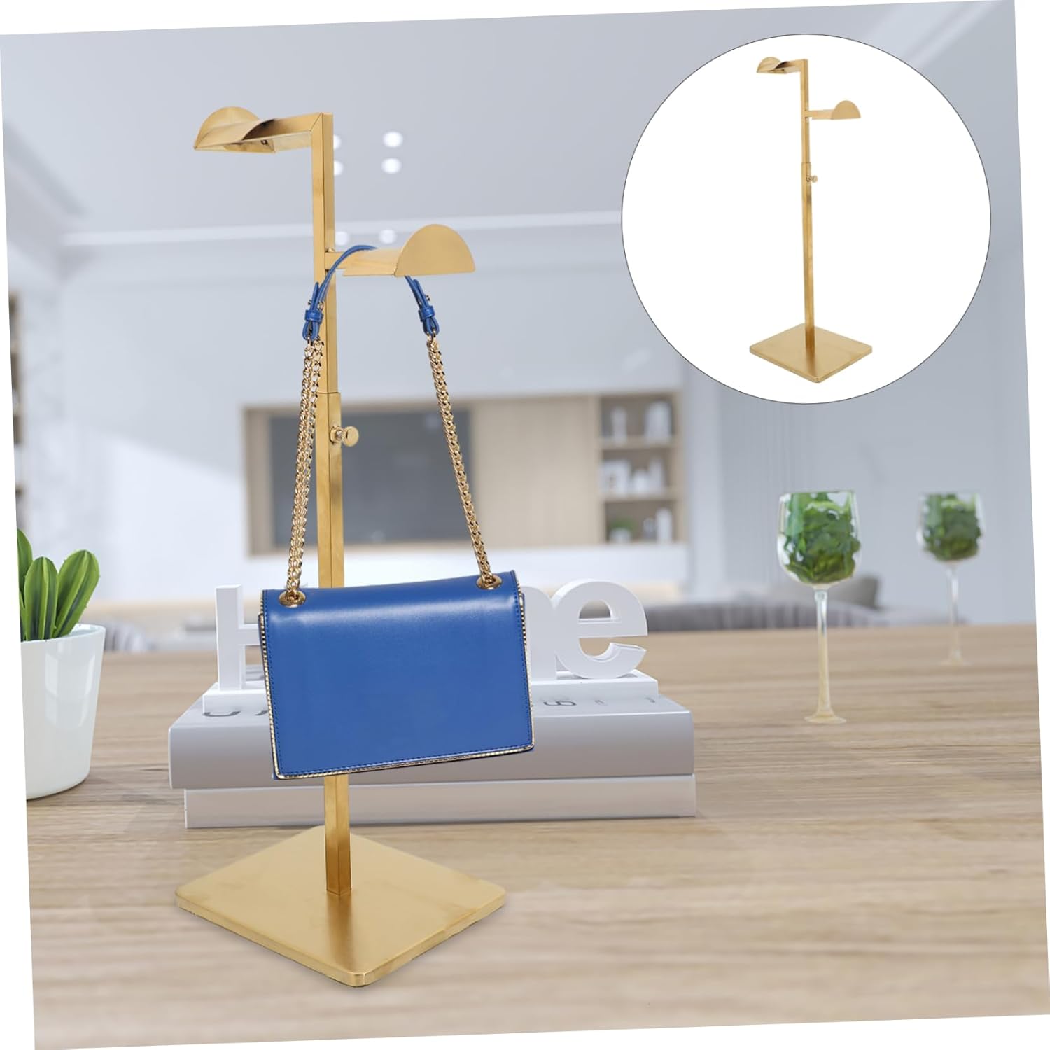 GARVALON Adjustable Height Handbag Display Rack Stainless Steel Bag Stand Holder for Store and Home Organization Strong Load Bearing Space-Saving Purse Hanger for Women