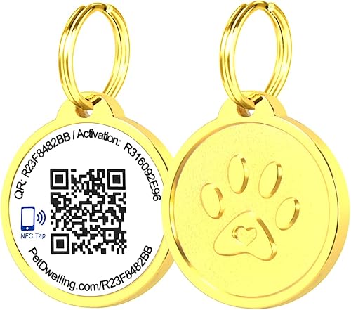 Miniatura 7 de Pet Dwelling Etiqueta de identificación inteligente prémium NFC y código QR para perros, fácil escaneo, acceso instantáneo al perfil, alertas de