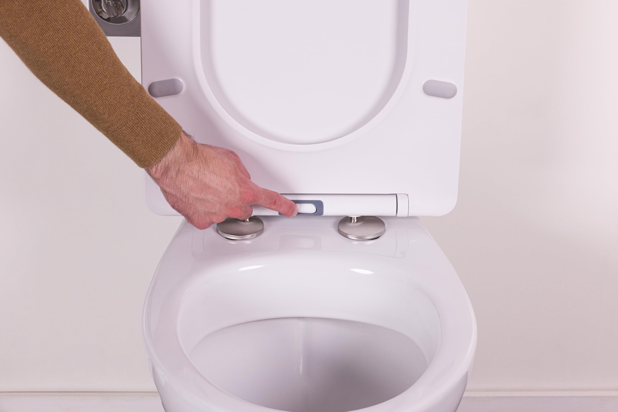 Abattant WC blanc universel clipsable/nettoyage facile - lunette de toilettes Thermodur extra plat frein de chute forme D NOYON & THIEBAULT