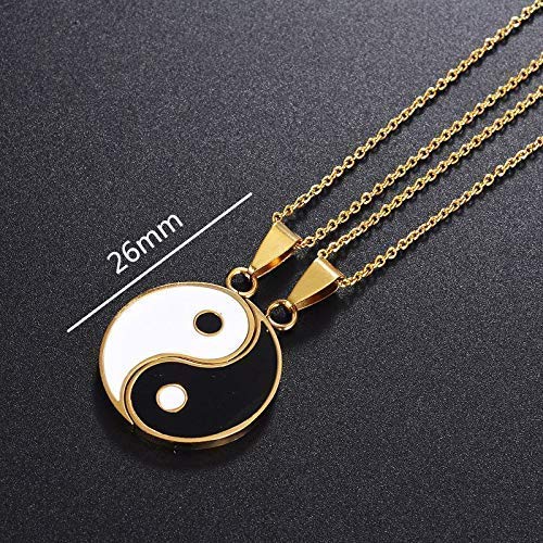 Yin And Yang Necklace, Personalized Engraved Stainless Steel Gold-Plated Puzzle Pendant Jewelry, Suitable For Couples Necklaces With Adjustable Chains #TOP2