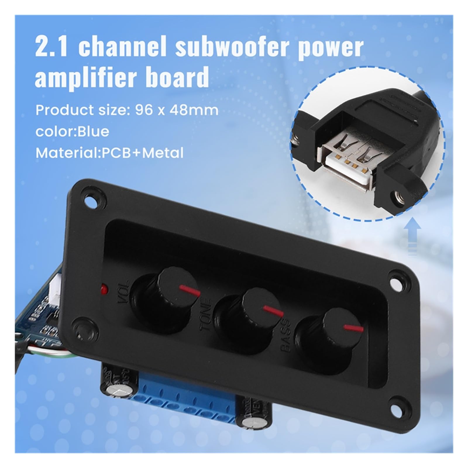 2.1-kanałowa płytka wzmacniacza cyfrowego Bluetooth 2X25 W + 50 W BT5.0 Subwoofer klasy D Do kina domowego