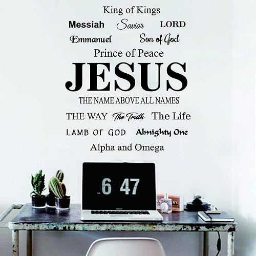 Calcomanía de pared de Jesús, citas religiosas y letras de señor, decoración de pared extraíble de PVC para iglesia, sala de estar y estudio, (hijo