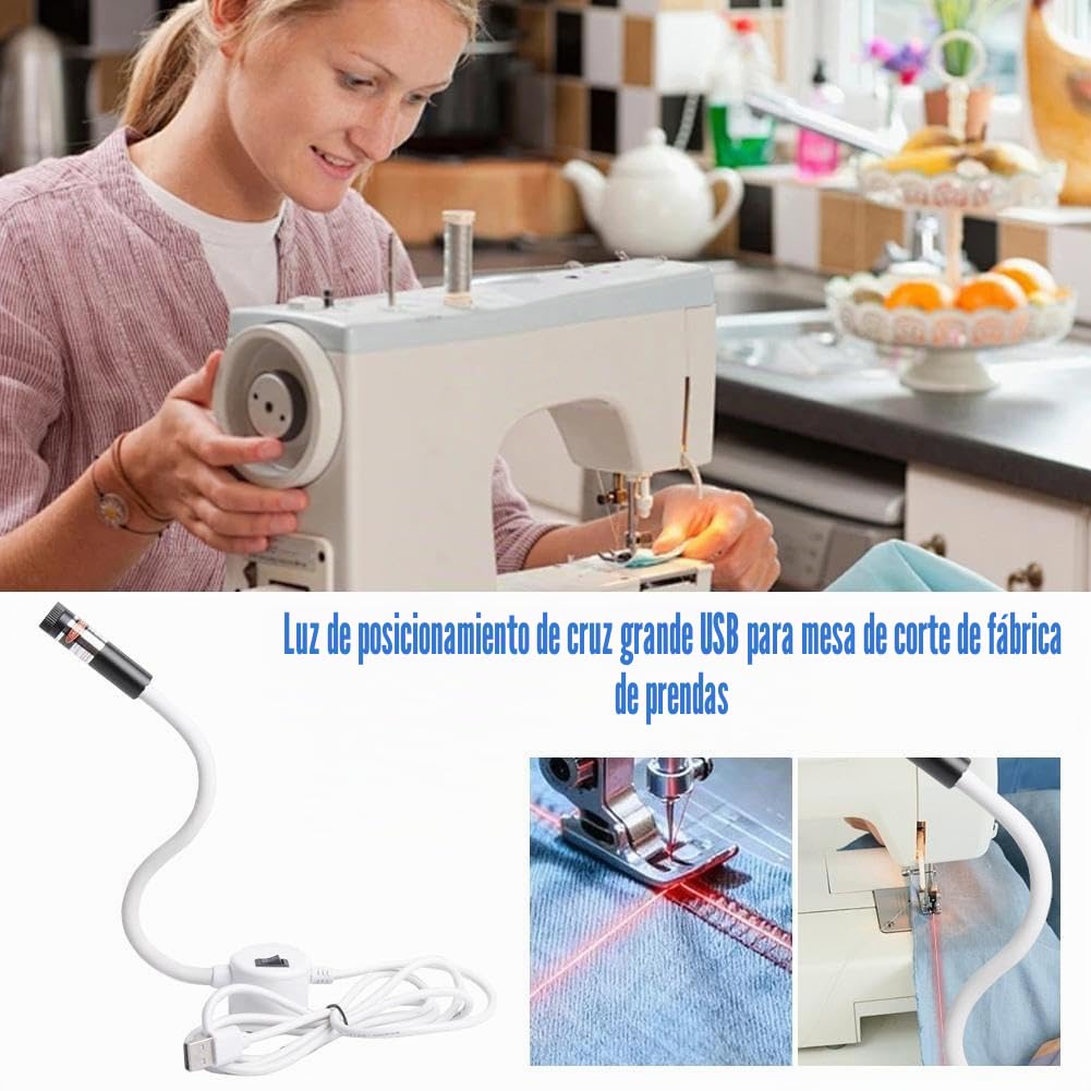 2026 Nueva guía láser para máquinas de coser - Proyección ajustable de punto/línea recta/cruz para acolchado con luz, herramienta de alineación de precisión con posicionamiento de 360° para bordado y
