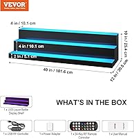 Vista 7 de VEVOR Exhibidor de Botellas de Licor con Iluminación LED, 3 Niveles de 40 Pulgadas, Compatible con USB, Estante de Bar Iluminado para el Hogar