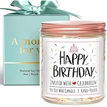 Funnyuncle Happy Birthday Candles Gifts for Women,9oz Lavender Scented Soy Wax Candle for Friend Birthday, Christmas