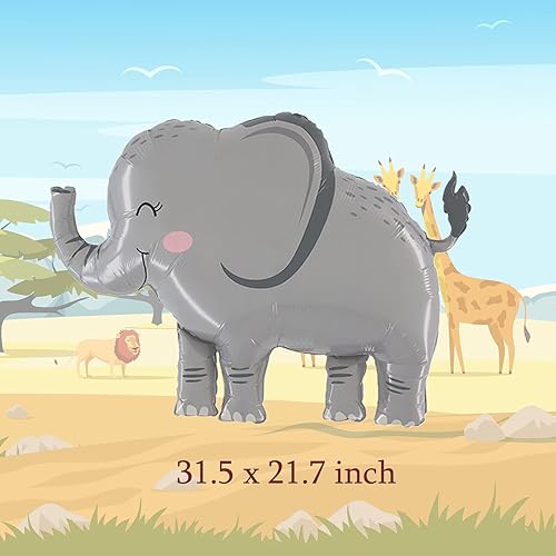 Miniatura 3 de 8 globos de selva de animales de safari grande, león, elefante, cebra, jirafa, globos de Mylar para safari, selva, zoológico, temática de