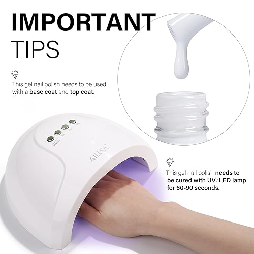 Miniatura 4 de AILLSA Esmalte de uñas de gel blanco Angel Kiss, esmalte de gel blanco para manicura francesa, esmalte de gel para boda, uñas blancas opacas, para
