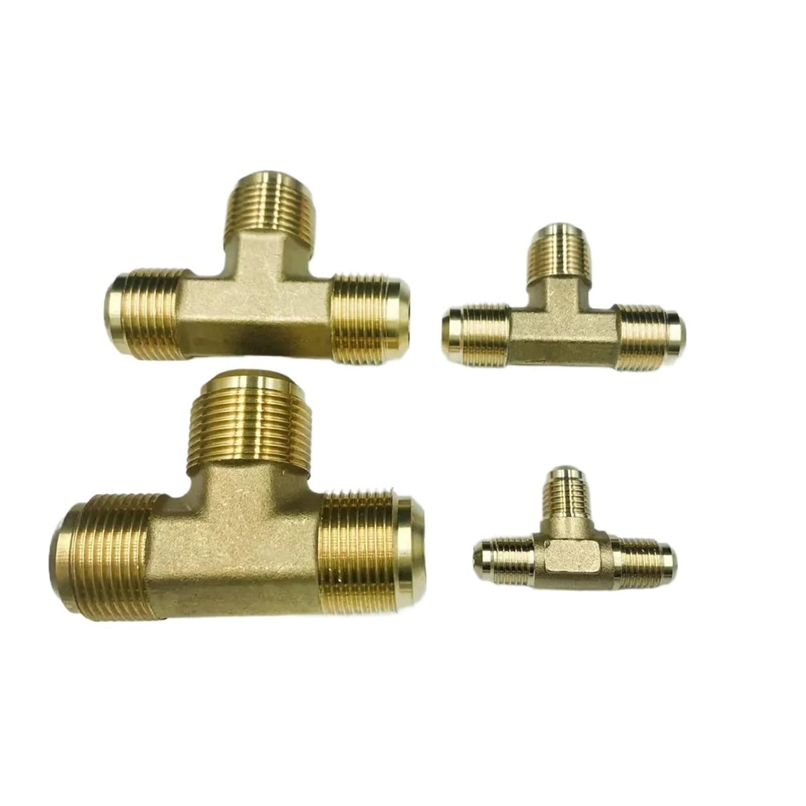 Adaptador de tubería de latón en T de 3 vías, conector abocardado SAE estándar de 1/4, 3/8, 1/2, 5/8 y 3/4 pulgadas.(WITH NUT-19.05MM 3/4 INCH)
