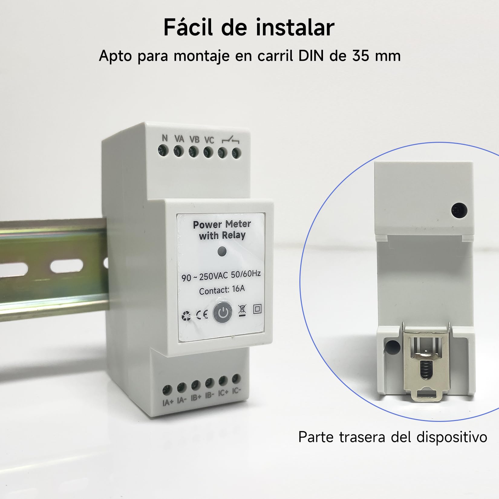 Monitor de potencia de riel DIN WiFi Tuya, 80A bidireccional, monofásico/3-fases, voltaje y corriente en tiempo real, control por Alexa y Google, protección contra sobrecargas