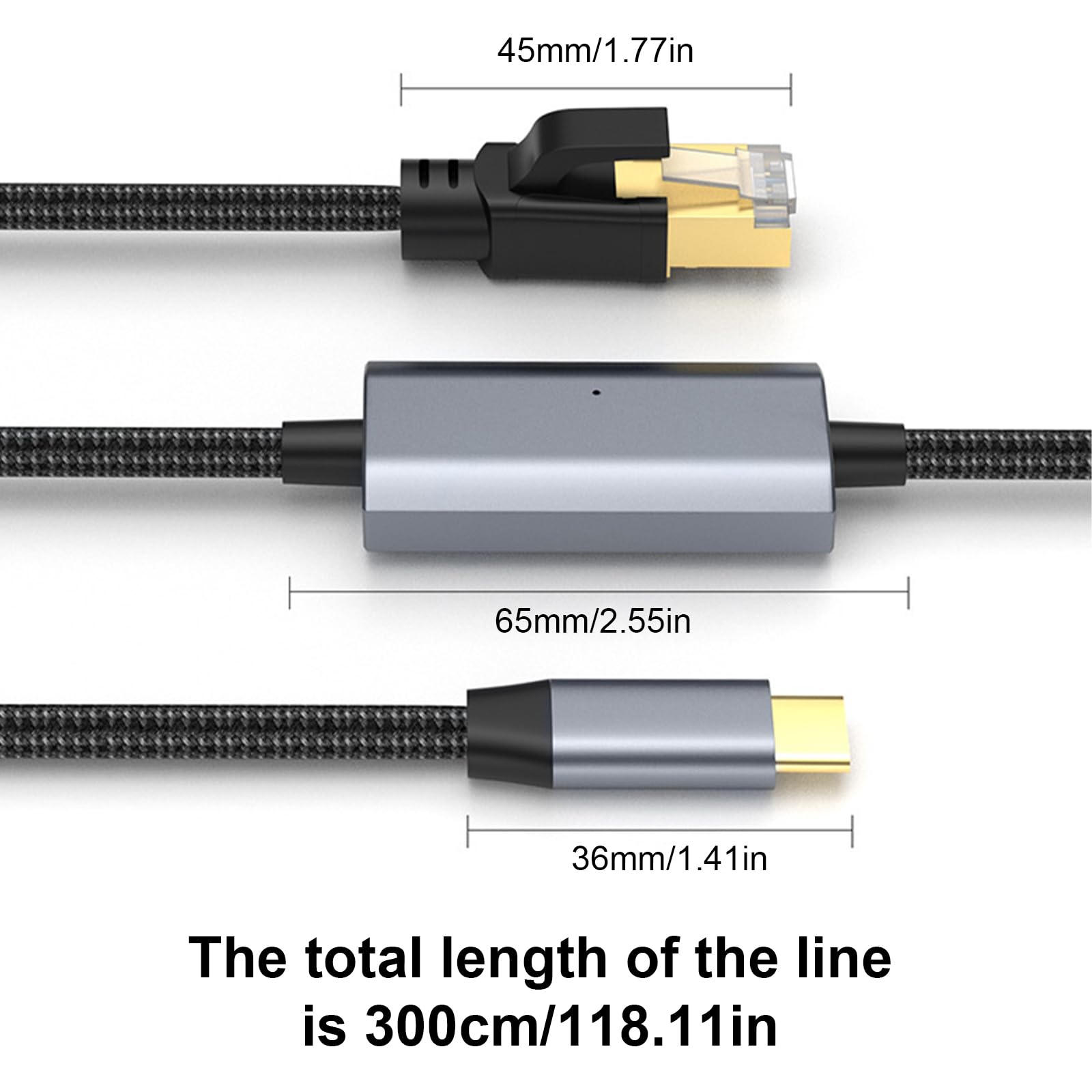 Tipo C di velocità veloce al cavo intrecciato nylon dell'adattatore 1000Mbps di Gigabit Ethernet RJ45 per il collegamento stabile e veloce