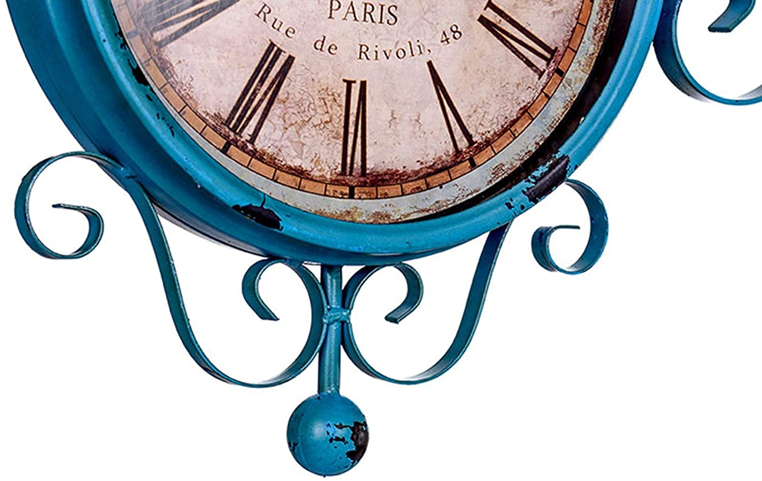 Horloge Murale,Horloge de Gare Double Face Bleue, Horloge de Jardin extérieure résistante aux intempéries, Rotation à 360 ° en Fer forgé, décoration rétro, horloges de Jardin extérieures pou