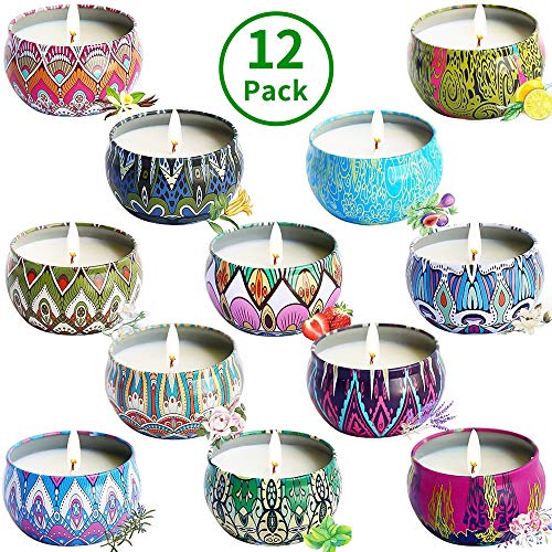 McNory Candela Profumate con 12 Profumi,Durata 15-18 Ore 100% Cera Naturale di Soia Profumate per La Decorazione di Aromaterapia Confezione Regalo per Compleanno,Matrimoni e Natale