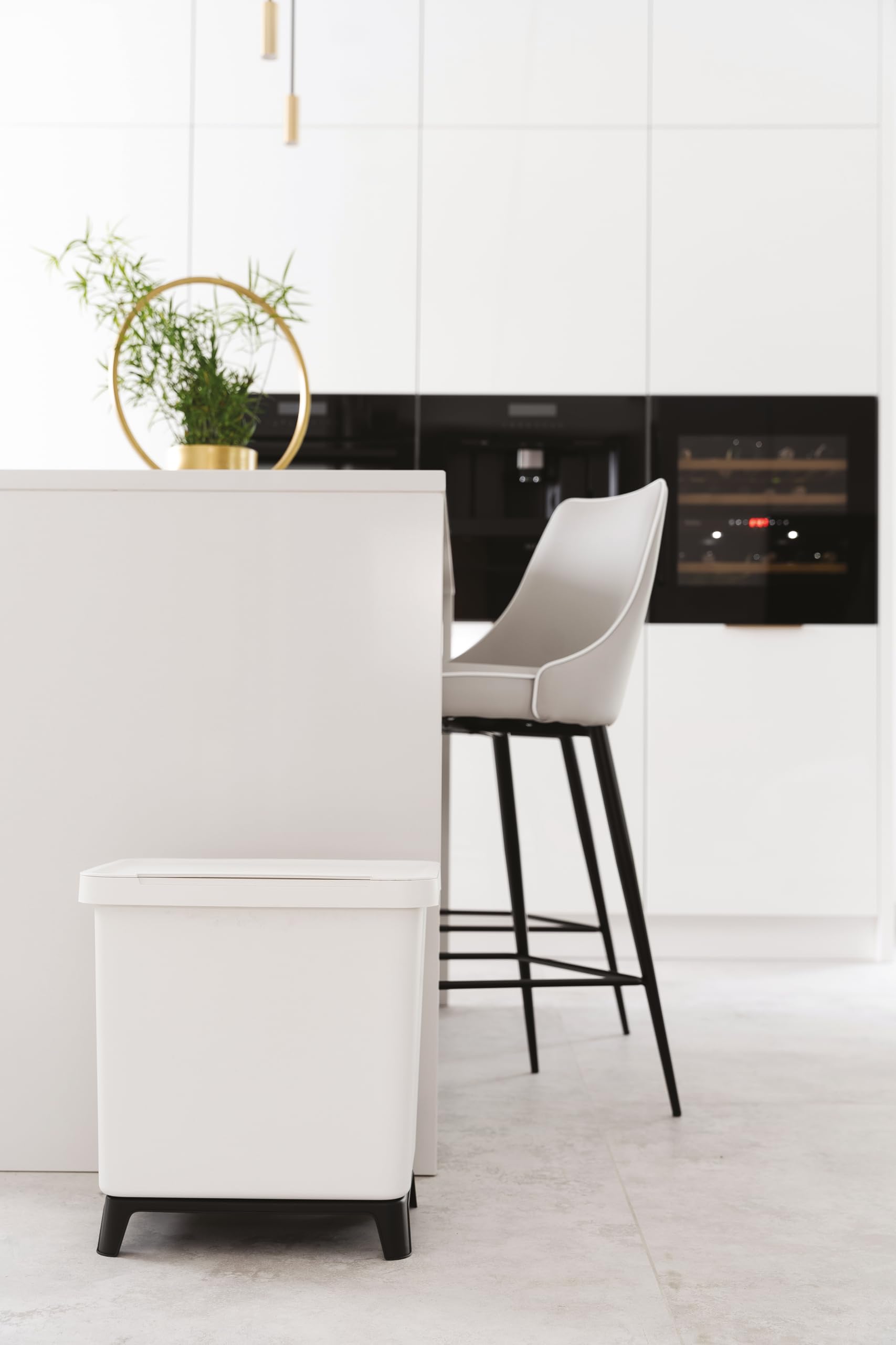 YourCasa Mülleimer Küche 2 Fächer [20L] im exklusiven Design - Mülltrennsystem mit Deckel und Fuß - Abfalleimer groß mit 2x10L herausnehmbaren Eimern Küchenabfalleimer recycling (Hellgrau, 20 Liter)