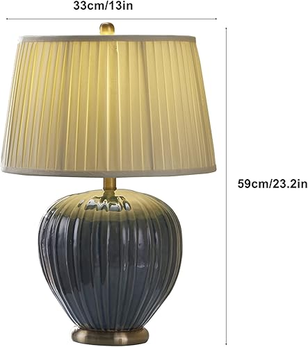 Miniatura 2 de Lamp for Desk Retro Table Lamps Ceramics Bedside Table Lamps with Fabric Lampshade American Style Nightstand Lamps for Home Office, 23.2" H Desk