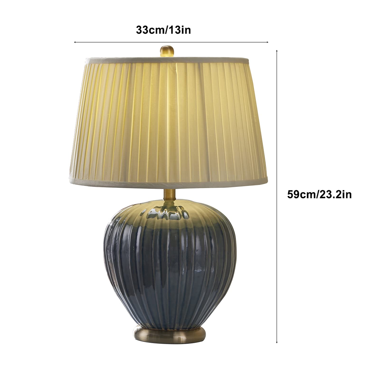 XANAYXWJ Lampada Lampada da scrivania Lampade da tavolo retrò Lampade da comodino in ceramica con paralume in tessuto Lampade da comodino americane per ufficio domestico, Lampada da scrivania a LED da