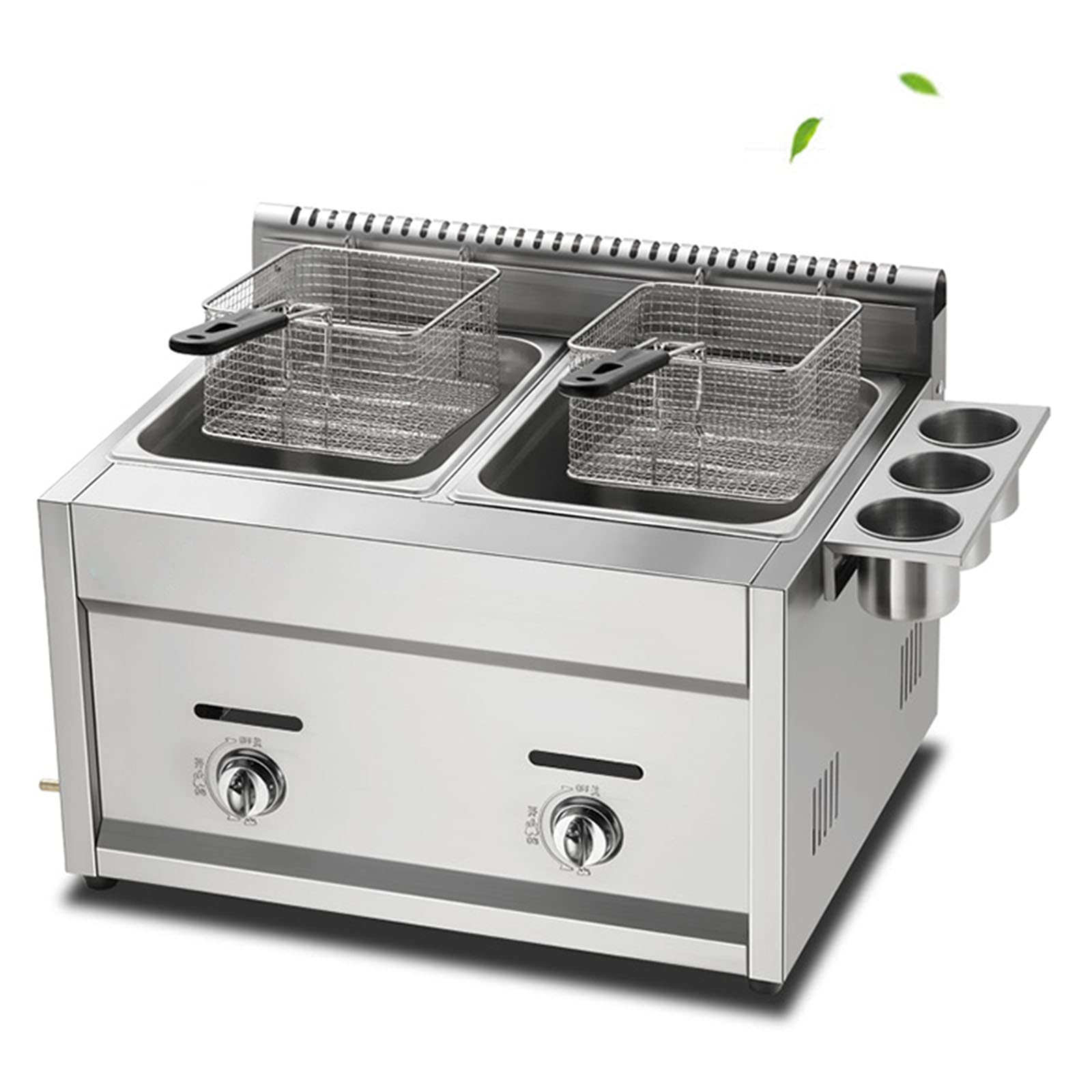 Friggitrice professionale professionale a GPL, friggitrice a gas da 22 litri con cestini e coperchio, controllo della temperatura indipendente, potenza di fuoco regolabile, perfetta per patatine,