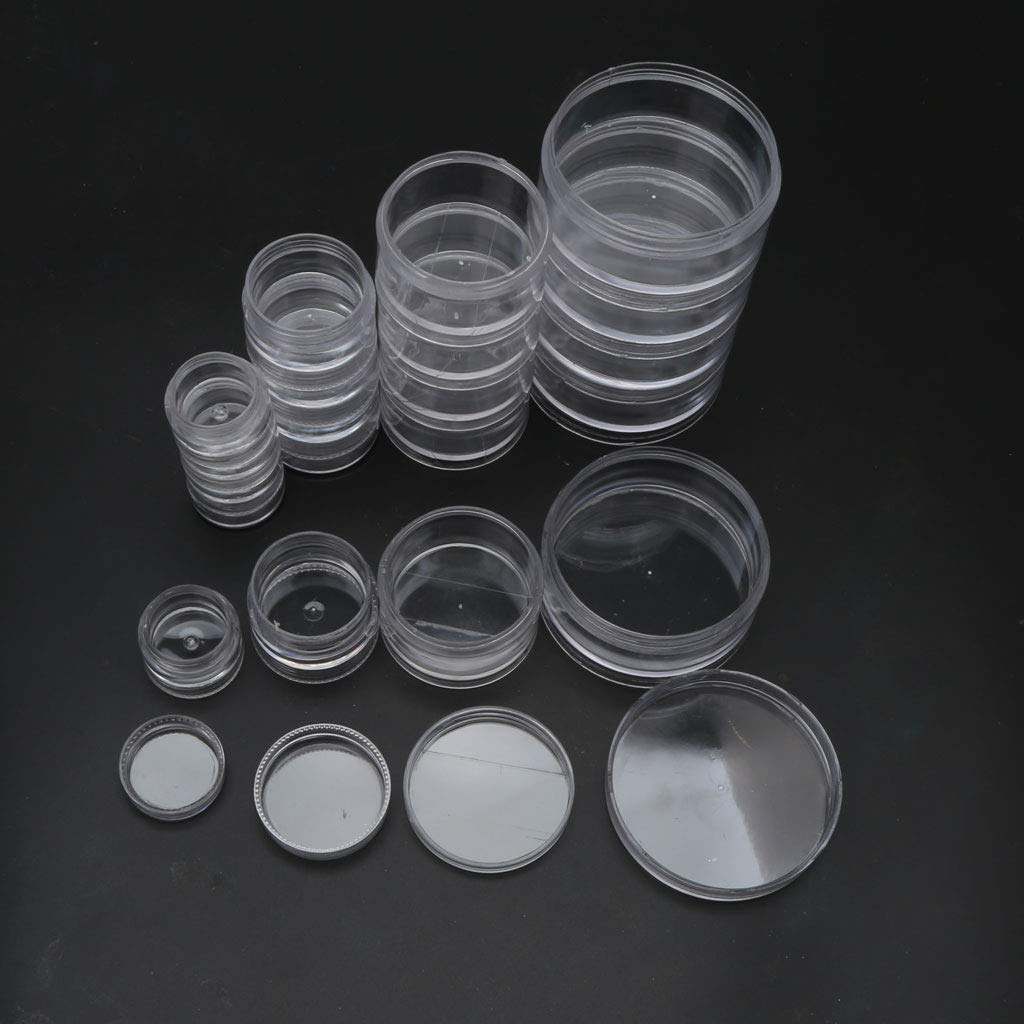 Barattoli rotondi in plastica trasparente con 5 scomparti – Contenitore per accessori per artigianato, gioielli, perline, cucito, pillole