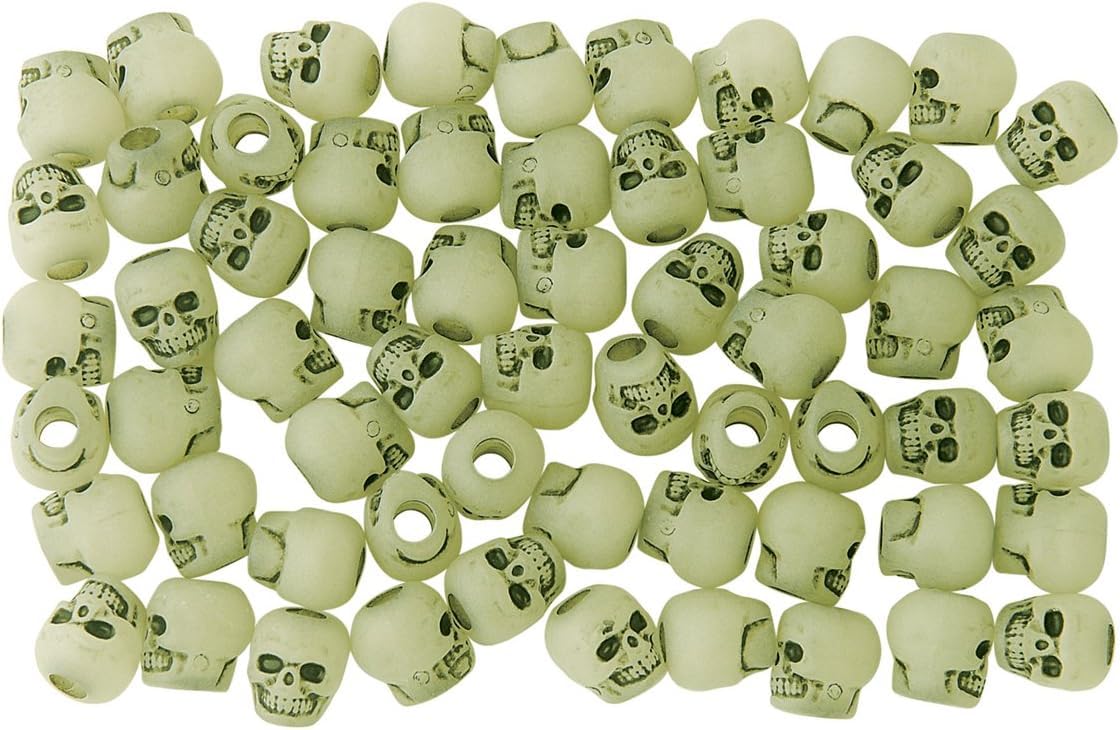 The Beadery - 11x9mm Skull Beads, Antiqued Glow in The Dark - 1/4 Lb - 1180SV097A