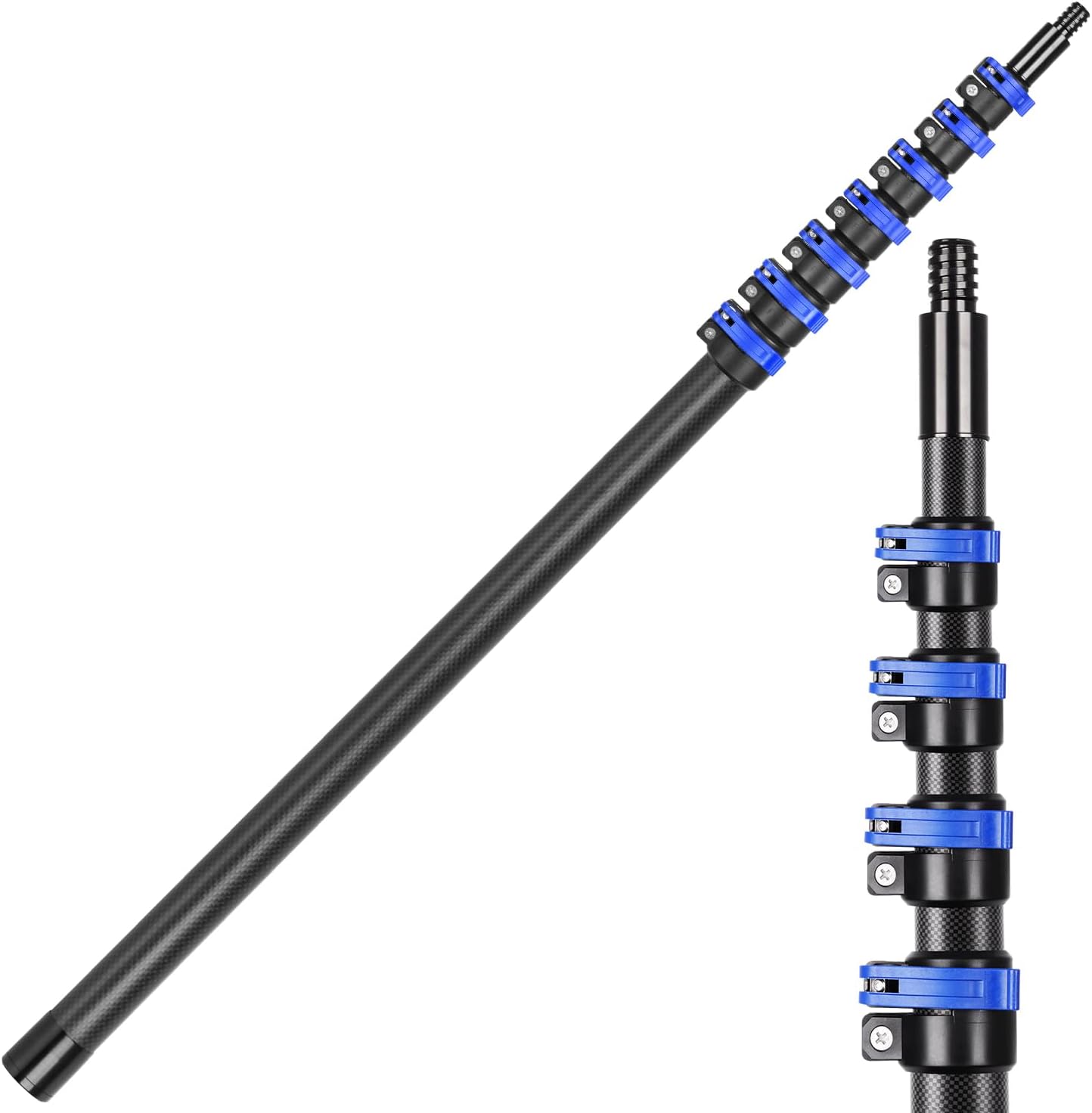 Carbon Fiber Extension Pole 4.7-30FT Telescoping Paint Roller Extendable Pole Lightweight Sturdy Extension Poles with Universal Threaded Head Multi-Use Pole