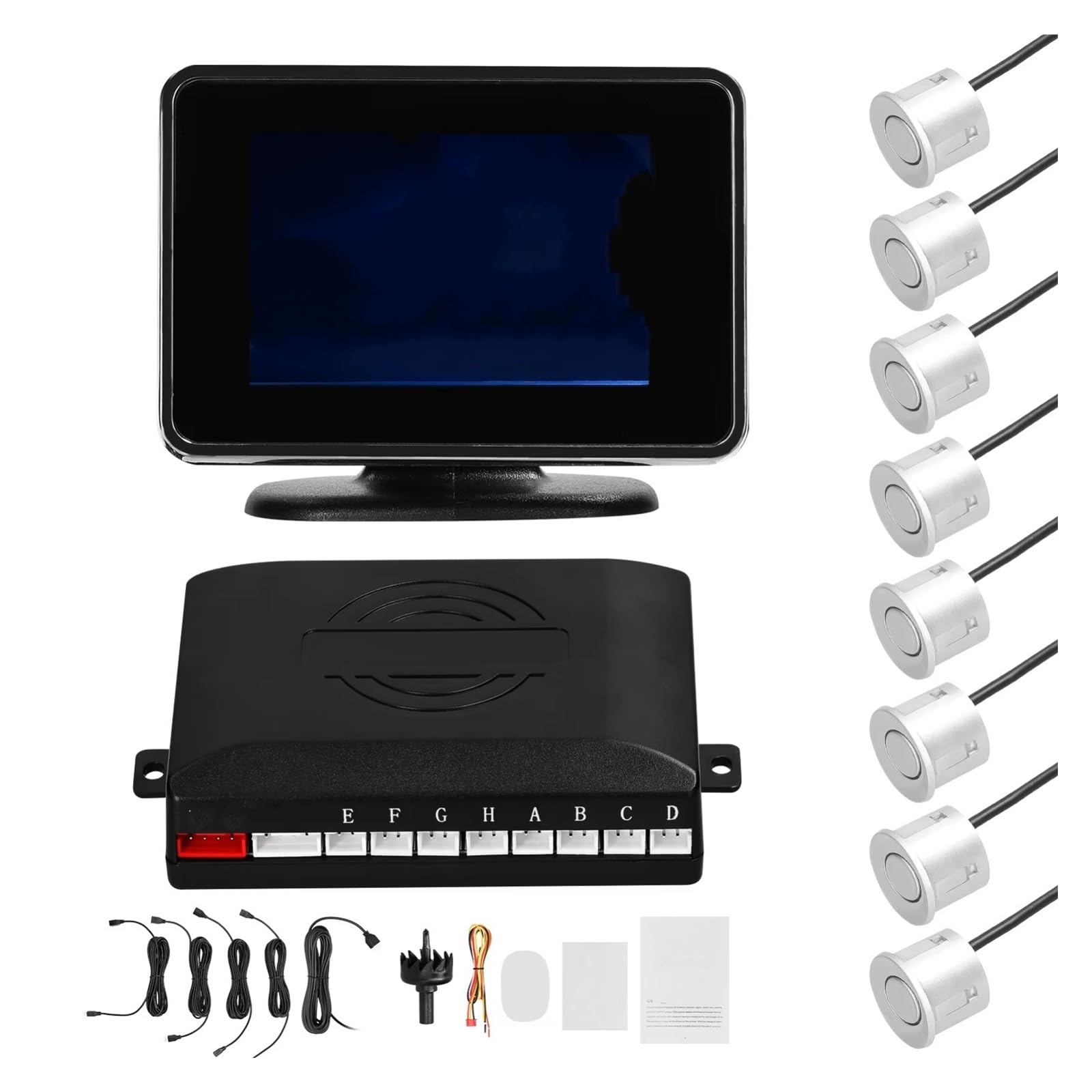 Sensore Parcheggio Kit Sensore Parcheggio Auto Radar Retromarcia Supporto Anteriore Posteriore Avviso Acustico/cicalino Con 8 Sensori Parcheggio Rilevamento Della Distanza Sensore Distanza Parcheggio(
