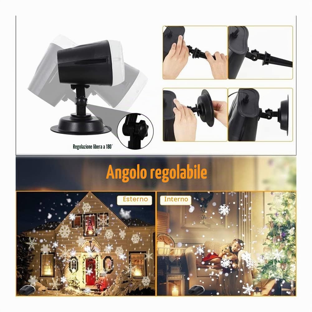 Proiettore LED per Natale dinamico, proiettore per fiocchi di neve dinamici, impermeabile, per decorazione di Halloween, Natale, festa