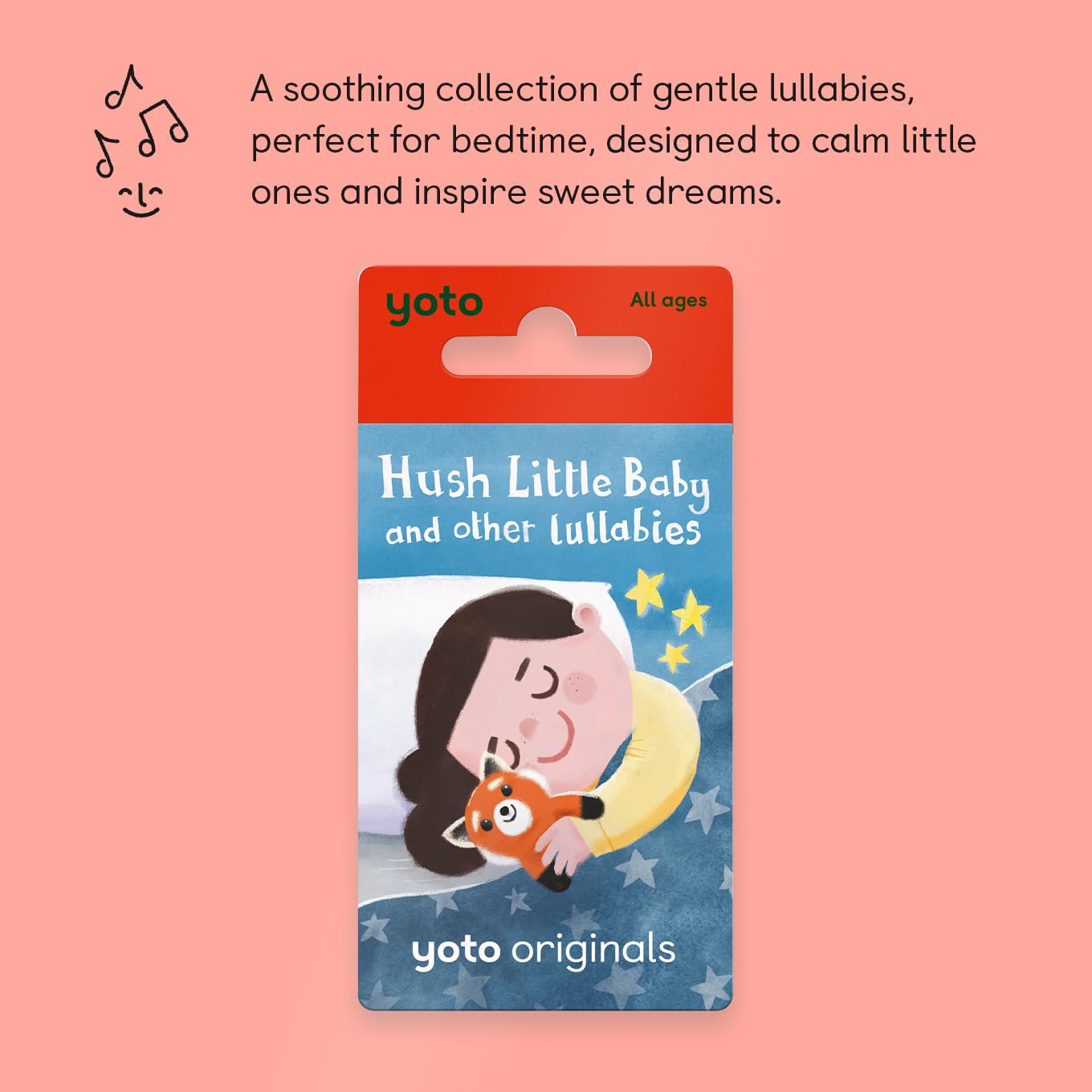 YOTO Hush Little Baby and Other Lullabies - Kids Audio Card for Use with Player & Mini All–in–1 Audio Player, Screen–Free Listening with Fun Festive Music for Playtime Travel & Parties, All Ages