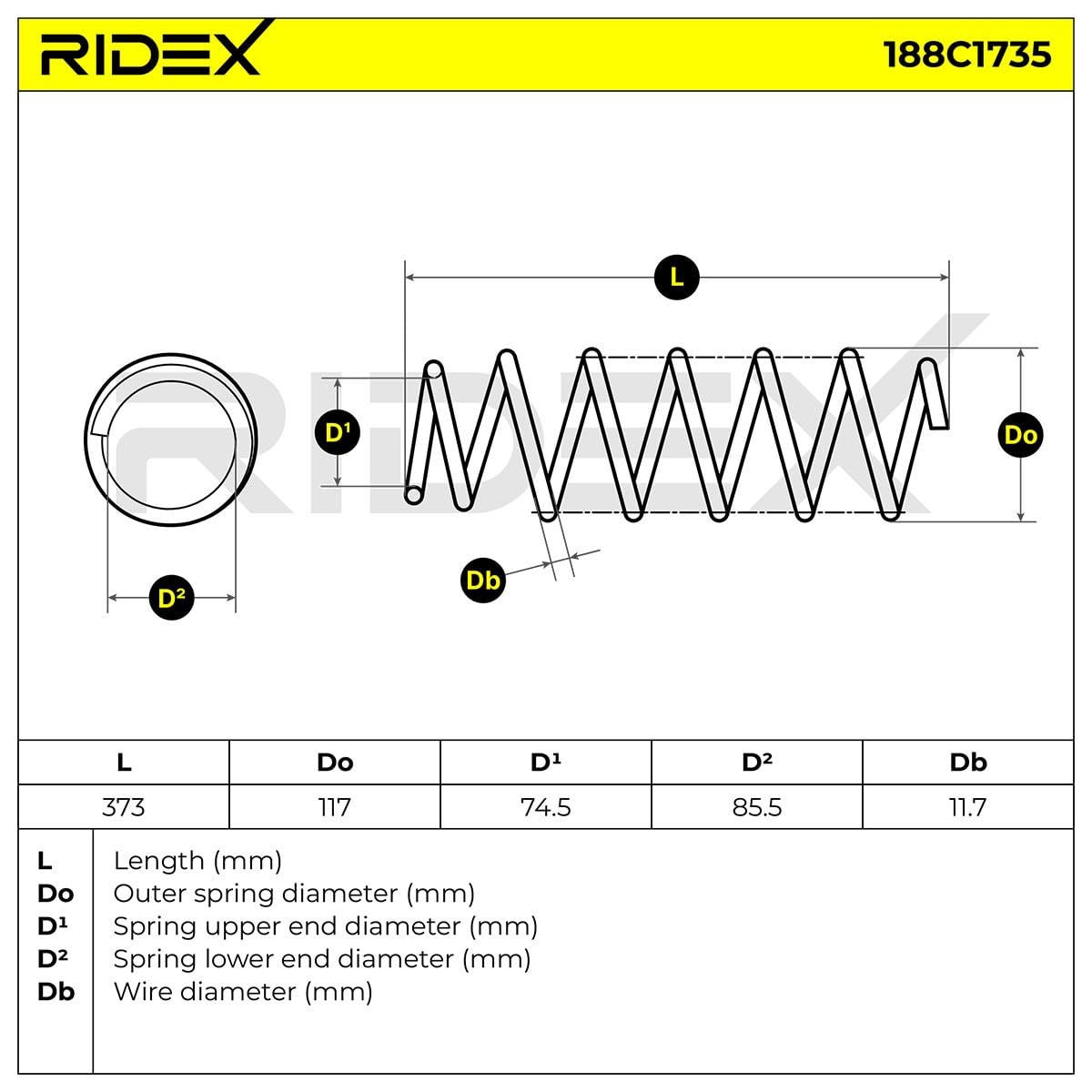 RIDEX 188C1735 2x Muelle de suspensión Trasero Compatible con BMW 5 Sedán F10
