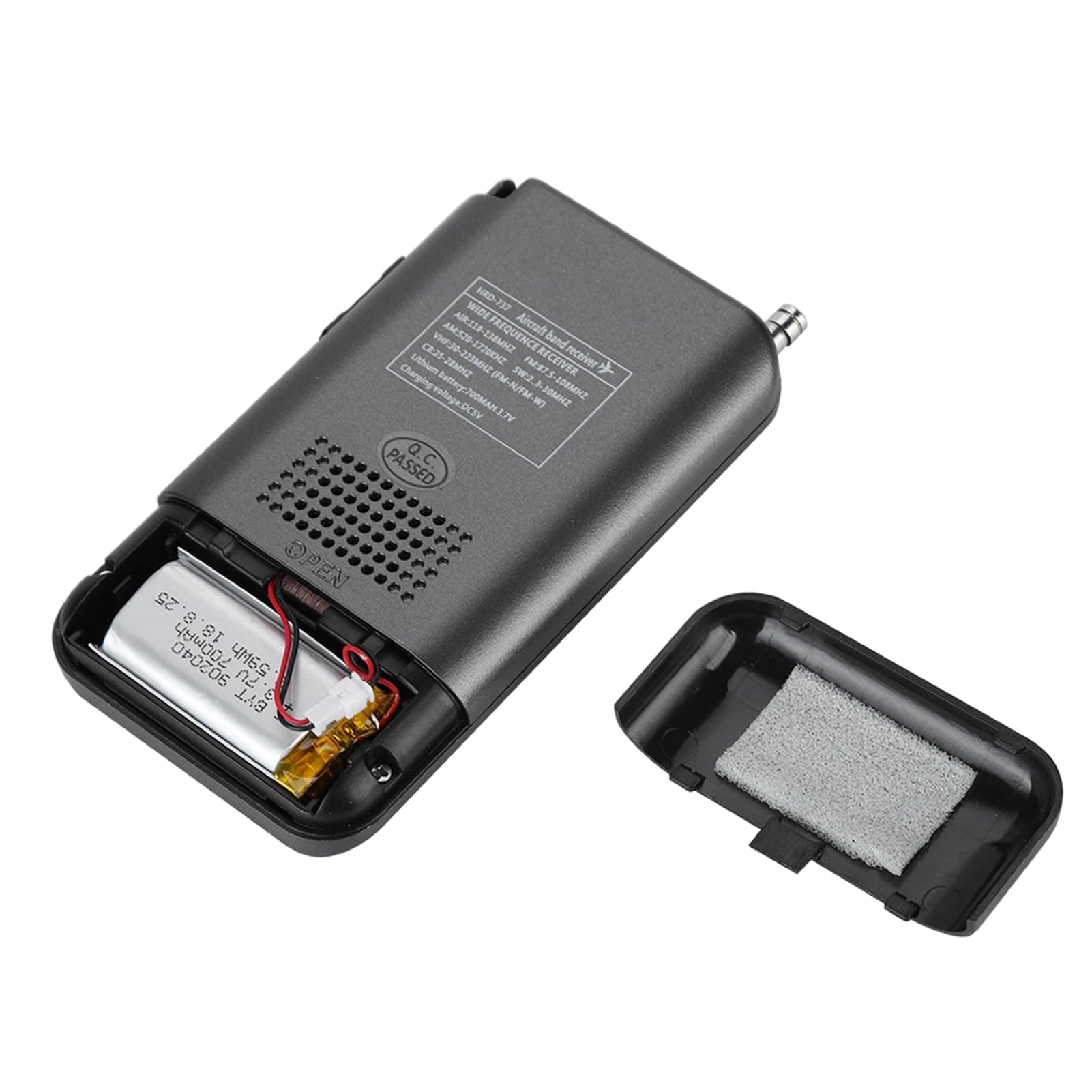 Radio VHF Airband, Receptor de Banda Aérea Portátil Escáner VHF UHF Completo Radio Grabadora AB Receptor Dorado FM Am CB SW Pantalla LCD con Retroiluminación (Black)