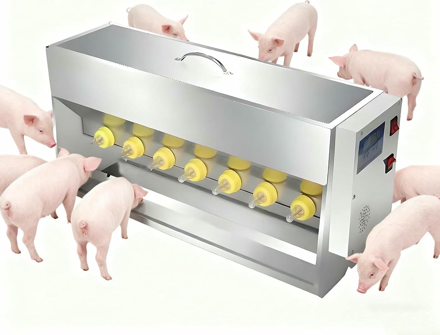 Stainless Steel Piglet Lactation Feeder, with Sound Source, Automatic Stirring Little Pig Milk Feeding Machine, Prevent Piglet from Running Around