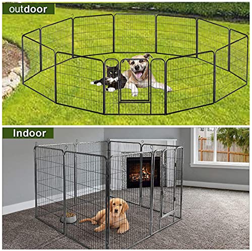 Jhsomdr Dog Playpen Foldable 12 Panels Dog Pen 24"/40" Height Pet Enclosure Dog Fence Outdoor with Lockable Door for Large/Medium/Small Dogs,Puppy Playpen,RV,Camping Pet Fence - Image 3