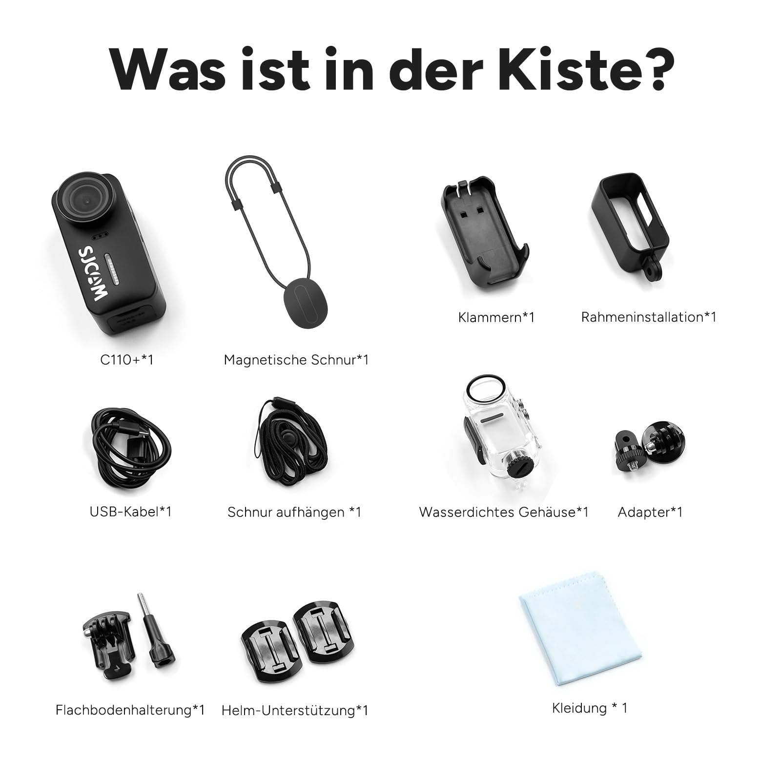 SJCAM C110 4K Bodycam ohne SD,200 Min Laufzeit,EIS,Wasserdicht | Action Cam,POV-Kamera Ideal für Vlogging,Reisen,Wandern,motorrad und Sport,Nur mit 5-GHz-WLAN kompatibel