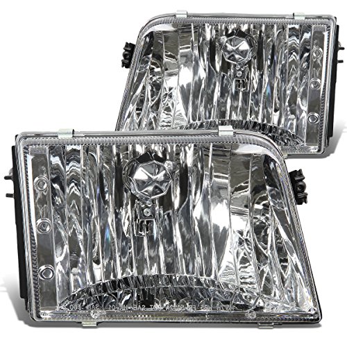 DNA MOTORING Pair of Headlight Assemblies Compatible with 93-97 Ford Ranger Chrome Housing HL-OH-FR93-CH