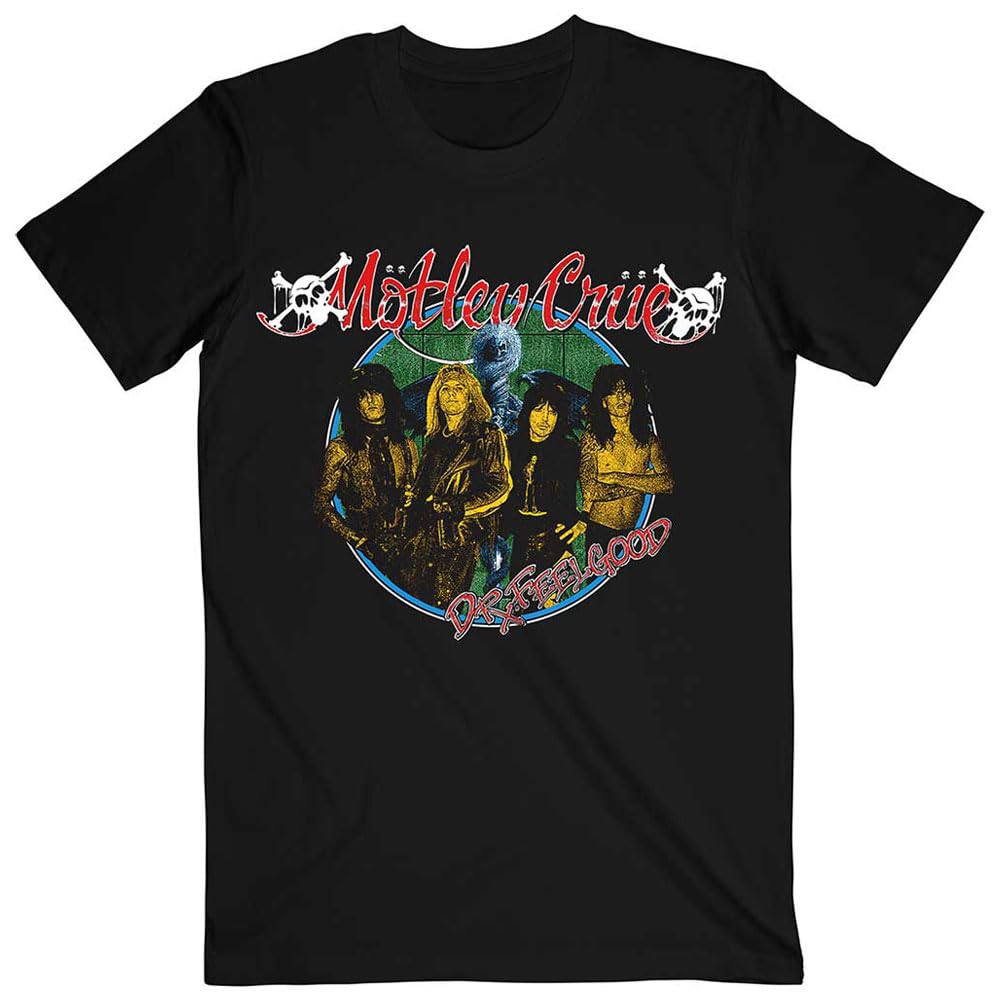 Rock Off officially licensed products Motley Crue Dr Feelgood Circle Photo T Shirt S Black