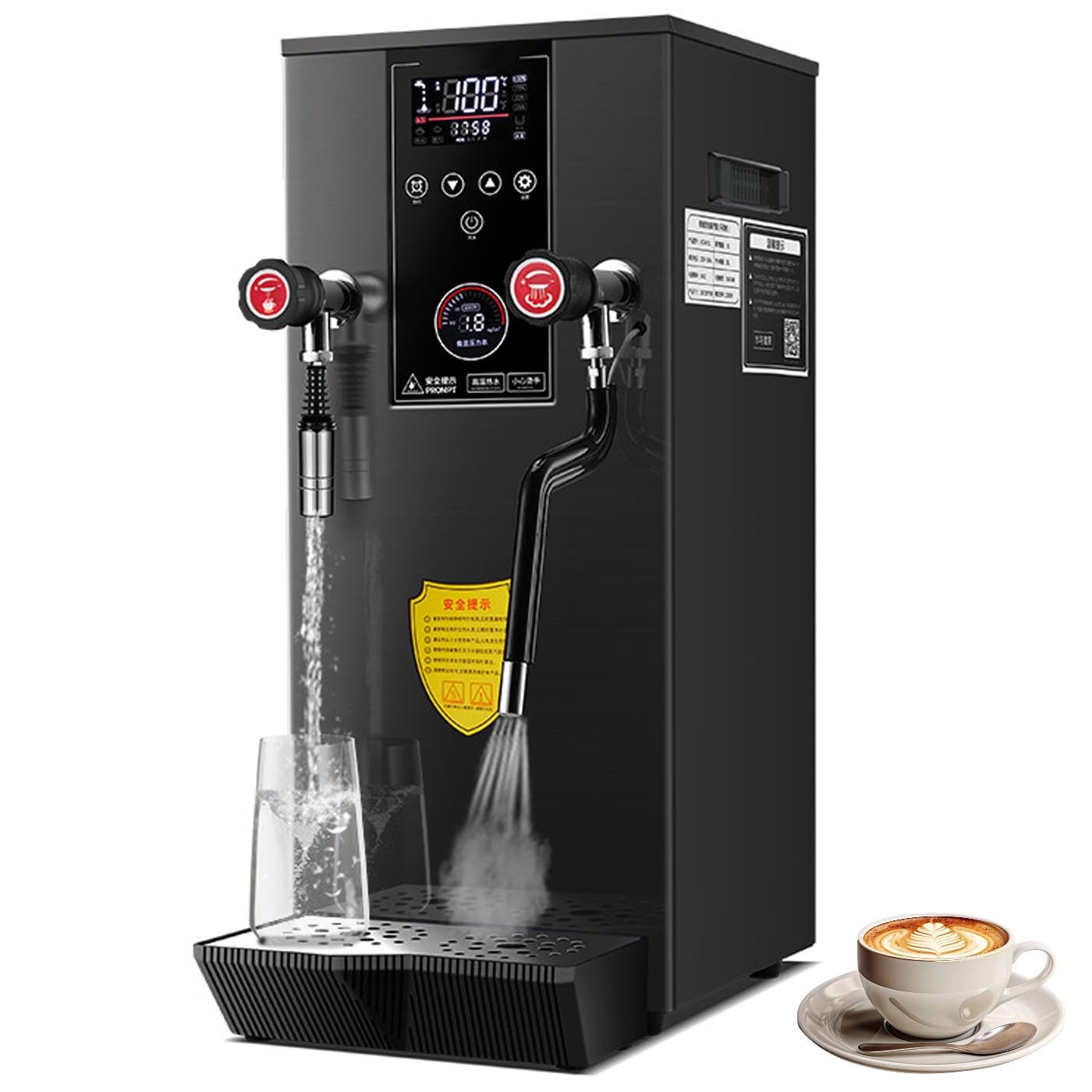 Espumador de Leche eléctrico Comercial de 2500 W, Calentador de Leche automático de 12 L, con Temporizador y Pantalla LCD, máquina para espumar Leche y Preparar Capuchino y Latte (Negro).