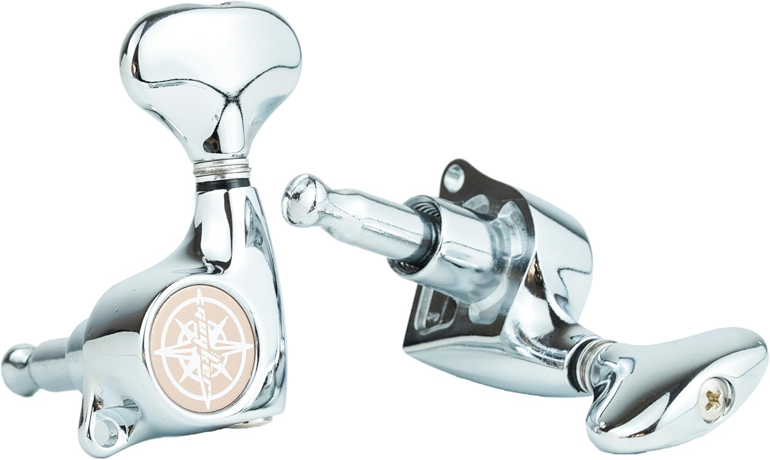 Guyker Guitar Machine Heads (3L + 3R) – 1:21 Sealed Tuning Key Pegs Tuners Set Replacement for ST TL SG Style Electric or Acoustic Guitars – Chrome