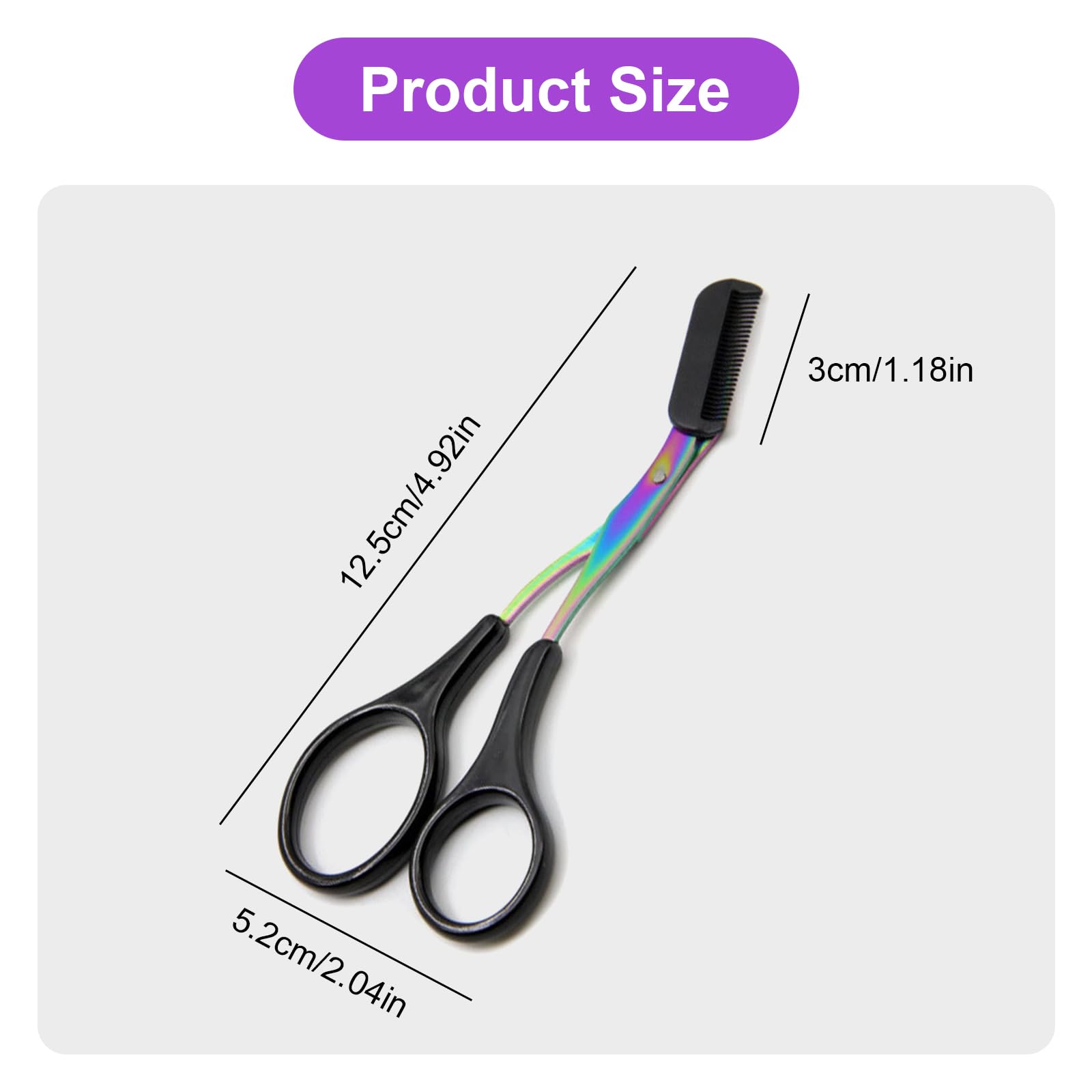 Eyebrow Trimmer Scissor - TRACOMPAN 2 Pcs Professional Eyebrow Scissors & Trimmer for Women, Black+colourful - Image 2