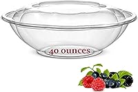 Vista 5 de AME D'ESSENCE Ensaladera de plástico de 6 pulgadas para llevar (18 onzas - 50 unidades) con tapas herméticas, recipientes redondos desechables