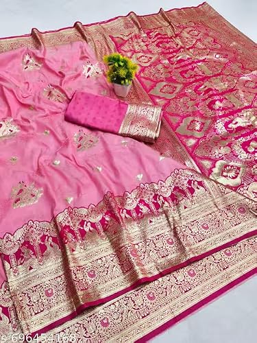 Generic pink kanjivaram silk saree in soft silk – image 2