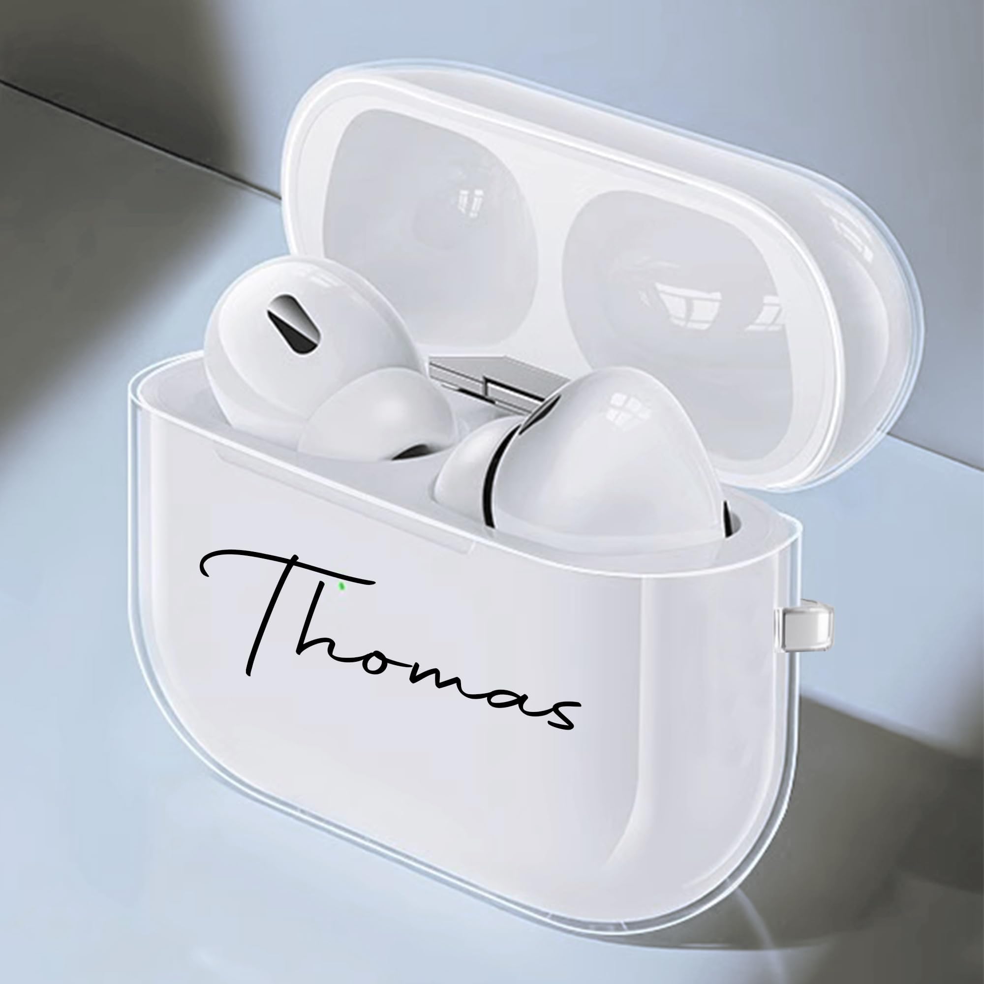 Custodia In Gel Trasparente Per AirPods Pro 2/3/2/1 Con Nome E Cuore Personalizzati - Tullun