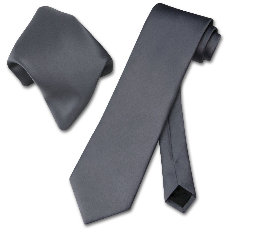 Vesuvio Napoli Solid Color NeckTie &amp; Handkerchief Pocket Square Men's Neck Tie Hanky Set