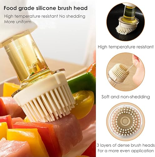 Miniatura 6 de TINMIX Dispensador de aceite con cepillo, dispensador de aceite de oliva con cepillo extendido de silicona para cocinar, dispensador de aceite de