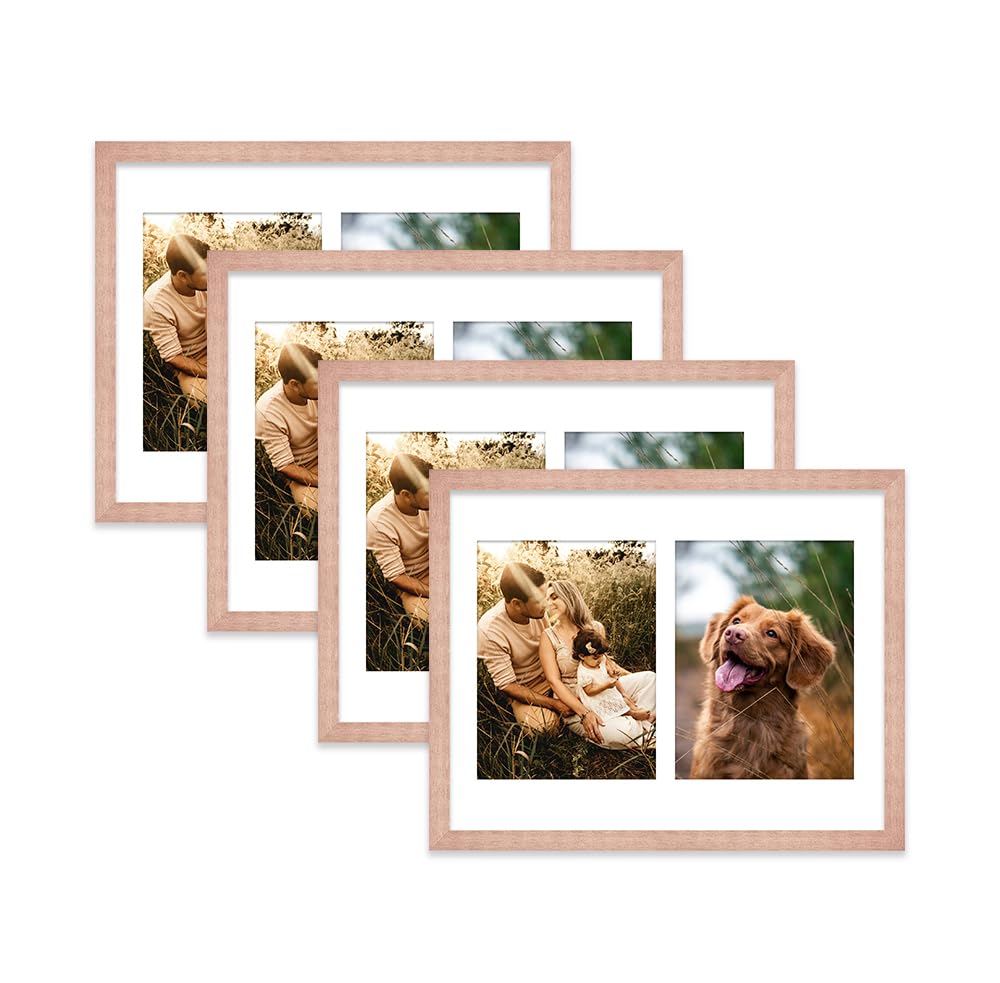 Bronze Multi Photo Frame - Holds 2 x 8x6 Pictures, Family Collage Picture Frame for Wall Display, 14x11 Frame size, Set of 4